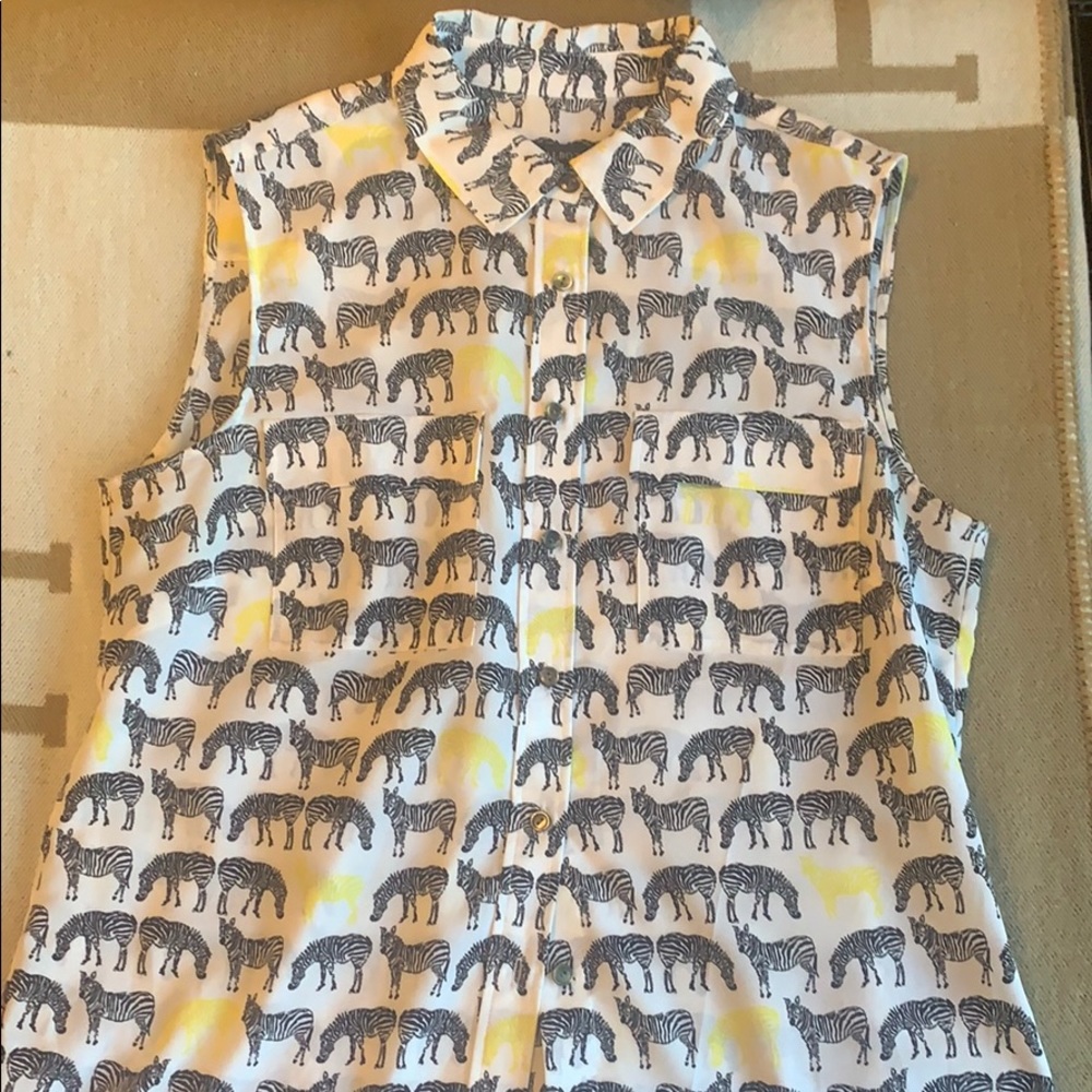 Talbots Zebra Print Sleeveless Polyester Blouse